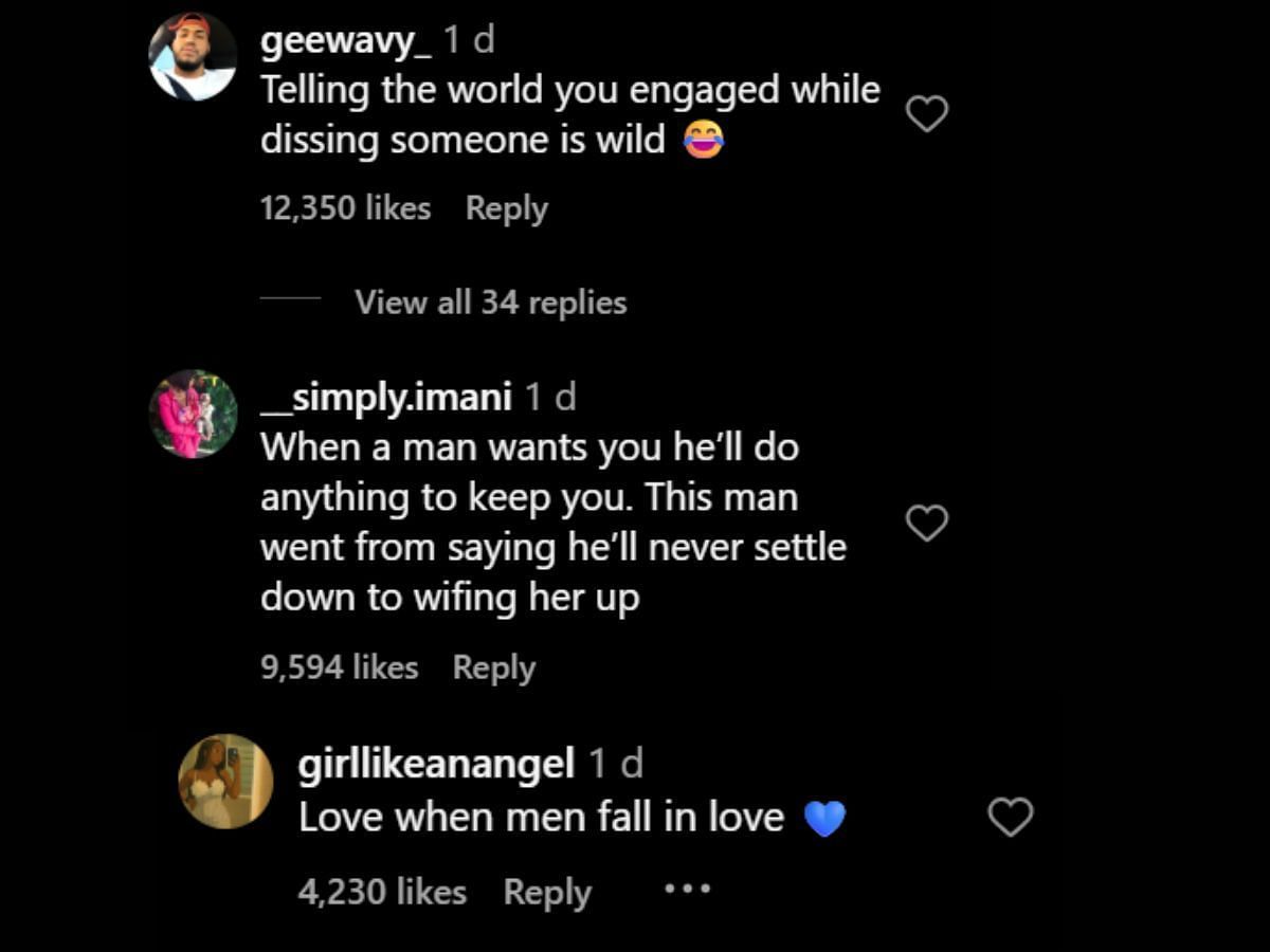Netizens discuss the rapper's engagement to Serayah on the Ray Vaughn diss track. (Image via Instagram/@theshaderoom)